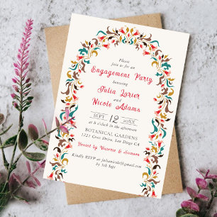 Invitación Corona floral elegante moderna para fiesta de comp