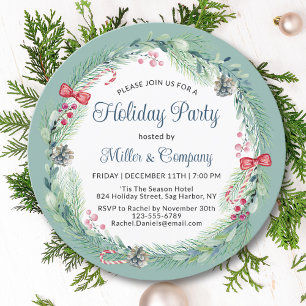 Invitación Corona floral elegante Navidad corporativa