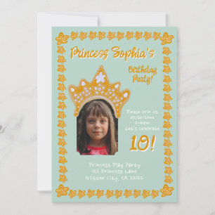 Invitación Corona floral foto cumpleaños Aqua Princesa Espuma