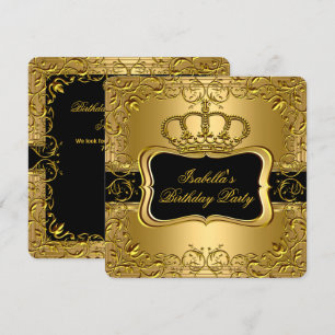 Invitación Corona Floral Negra Elegante Cumpleaños Fiesta 2