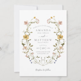 Invitación Corona floral prensada vintage elegante para boda