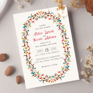 Invitación Corona floral romántica elegante moderna para boda