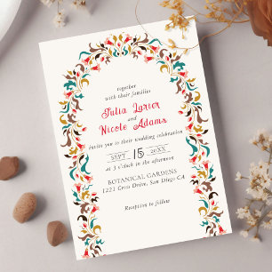 Invitación Corona floral romántica elegante moderna para boda