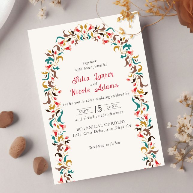 Invitación Corona floral romántica elegante moderna para boda (Subido por el creador)