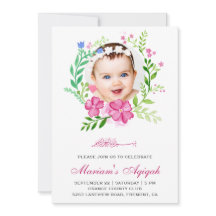 Corona floral rosa Foto de niña bebé Aqiqah