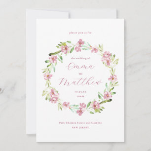 Invitación Corona Floral Rosa Rubor Boda
