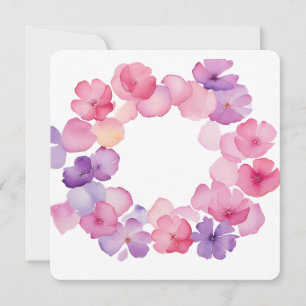 Invitación Corona floral rosa y púrpura PNG