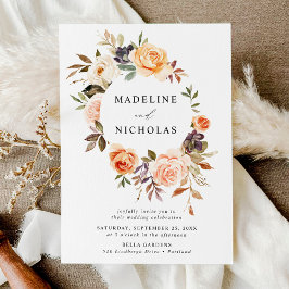 Invitación Corona floral rústica de acuarela de otoño