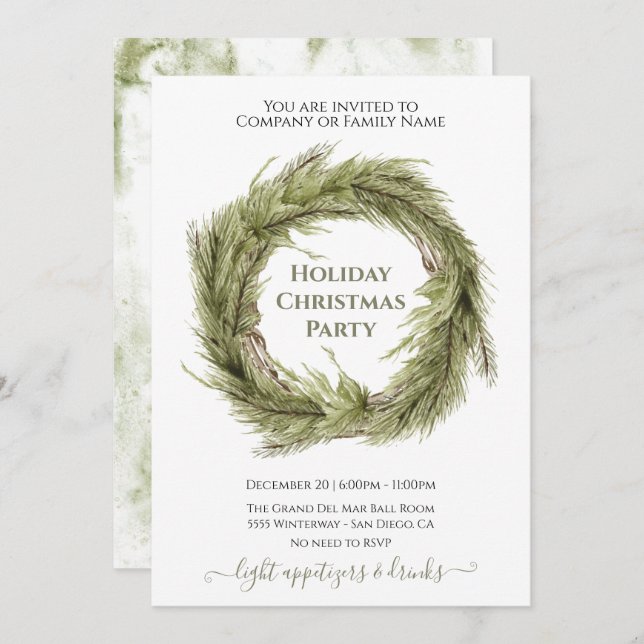 Invitación Corona moderna simple de Navidad Fiesta navideña (Anverso / Reverso)