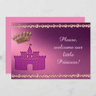 Invitación Corona personalizada y castillo morado