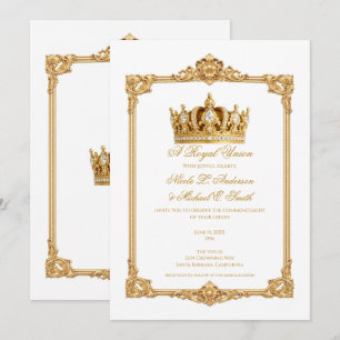 Invitación Corona Real Coronada en Oro Boda Elegante