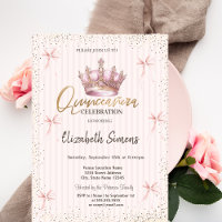 Corona Real de Lazo Rosa Confeti Rayado Quinceañer