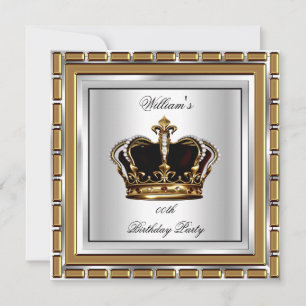 Invitación Corona Real Principe Rey Cumpleaños Fiesta Oro Pla