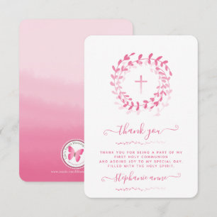 Invitación Corona rosa y cruz de la comunión
