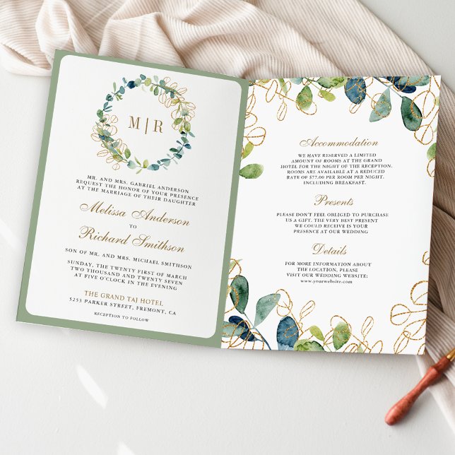 Invitación Corona Rústica de Eucalipto Código QR Boda (Subido por el creador)