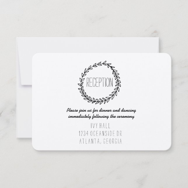 Invitación Corona Rústica Kraft Recepción (Anverso)