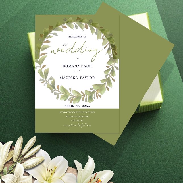 Invitación Corona Verde Romántica Artística (Subido por el creador)