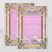 Corona y Carruaje de Princesa de Oro Rosa Quinceañ