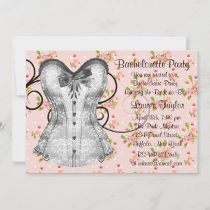 Invitación Corpiño de Rosa Rosa Negra Despedida de Soltera