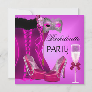 Invitación Corpiño para despedida de soltera zapatos rosados