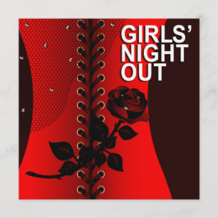 Invitación Corpiño Rosa Negra Noche de Chicas   rojo