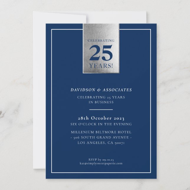 Invitación CORPORATE ANIVERSARIO elegante marina de negocios (Anverso)