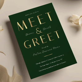 Invitación Corporate Green & Gold Business Meet and Greet