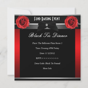 Invitación Corporativa de Corbata Negra Rosa Roja