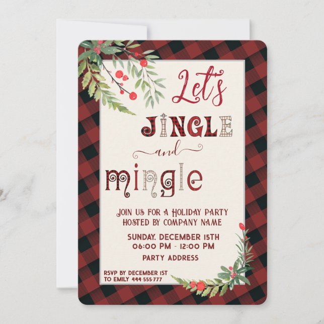 Invitación corporativa de fiesta de jingle y minol (Anverso)