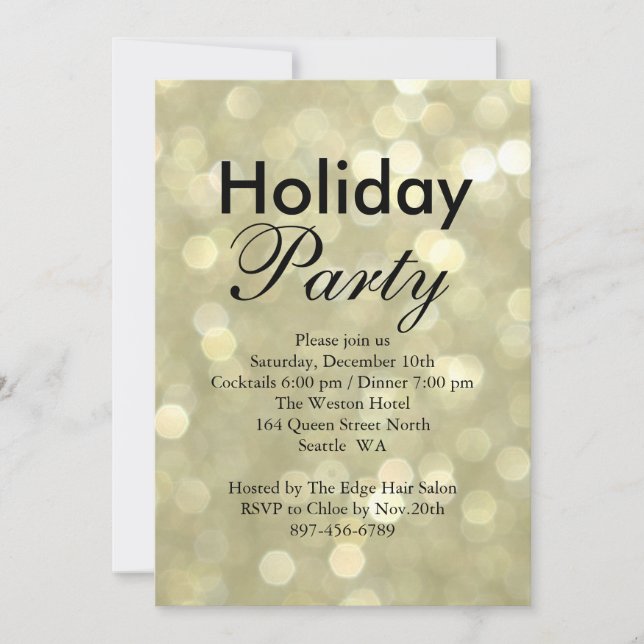Invitación corporativa de vacaciones de Gold Light (Anverso)