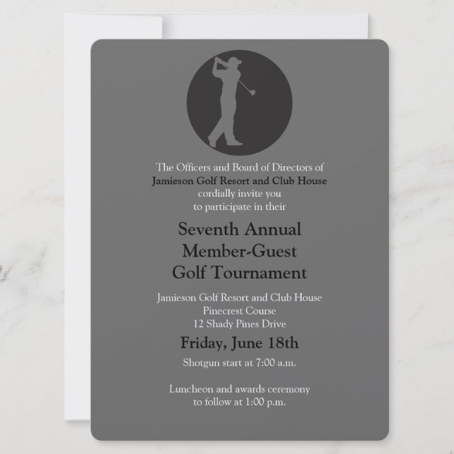 Invitación corporativa del torneo del golf (Anverso)