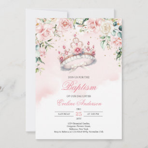 Invitación Correa floral de color de agua Baptism tiara