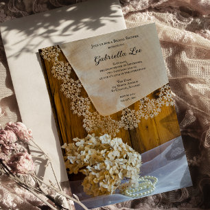 Invitación Correa y flores Barn Bridal Shower