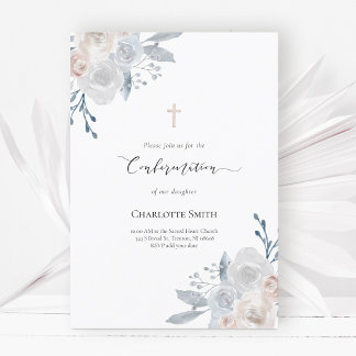 Invitación Correas florales de acuarela de confirmación