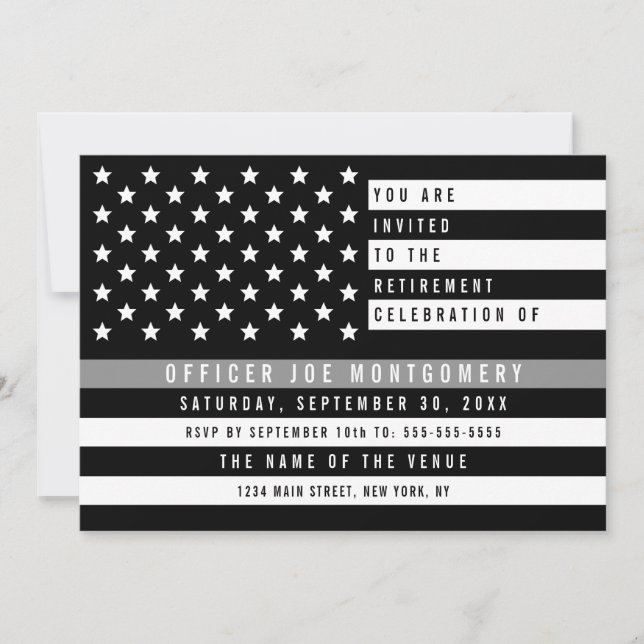 Invitación Corrección Línea Gris delgada Jubilación de Bander (Anverso)