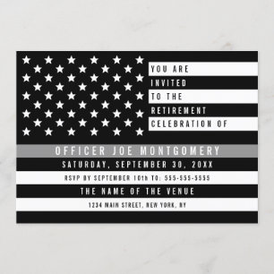 Invitación Corrección Línea Gris delgada Jubilación de Bander