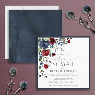 Invitación Corredor de novia floral azul borgoña de la marina