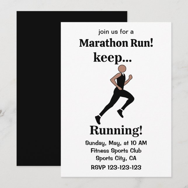 Invitación Corredor de Running Maratón Deportes (Anverso / Reverso)