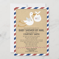 Correo Aéreo Stork Red Blue Baby Shower Por Correo