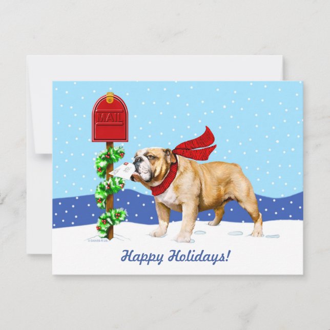 Invitación Correo de vacaciones de Navidades de bulldog (Anverso)