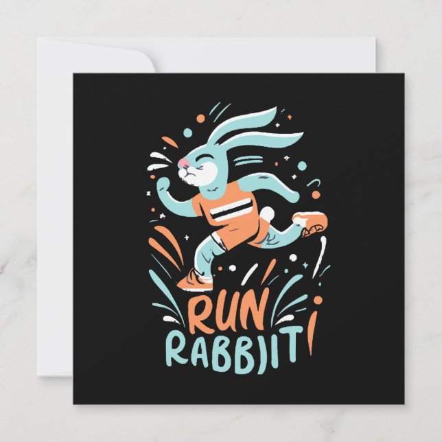 Invitación correr conejo maratón corredor conejito lindo (Anverso)