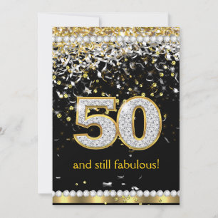 Invitación Corrientes de Oro y Plata Fabulosos 50 para Fiesta