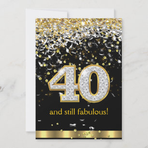 Invitación Corrientes de plata dorada fabulosos 40 Cumpleaños