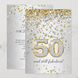 Invitación Corrientes plateadas de oro Fabuloso 50 cumpleaños