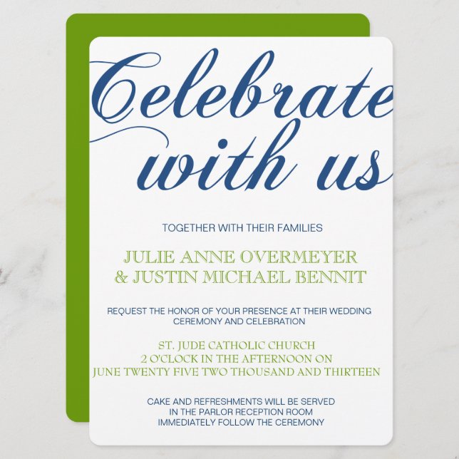 Invitación Corrin Calligraphy Wedting (Anverso / Reverso)