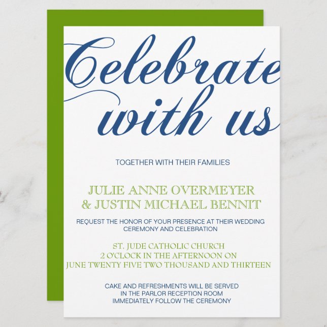 Invitación Corrin Calligraphy Wedting (Anverso / Reverso)