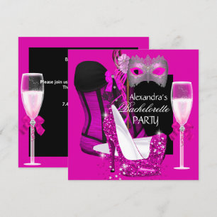 Invitación Corsé de Despedida de Soltera Rosa Mascarada Champ