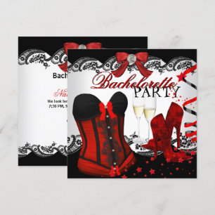 Invitación Corsé de encaje rojo para despedida de soltera cha