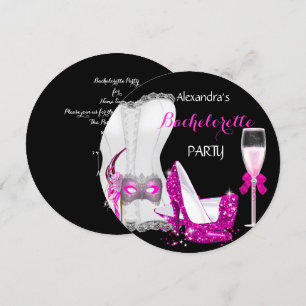 Invitación Corsé de soltera de Champagne Masquerade Rosa R