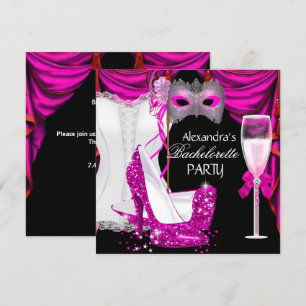 Invitación Corsé de Soltera Rosa Mascarada Champagne 2